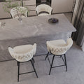 Bar Chair Suede Woven Bar Stool Set Of 4,Black Legs Barstools No Adjustable Kitchen Island Chairs,360 Swivel Bar Stools Upholstered Bar Chair Counter Stool Arm Chairs With Back Footrest, White Metal White Kitchen Dining Chairs Foam Technical Leather