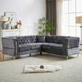 81.5 Inch Chenille Corner Sofal Shaped Sectional Couch, 5 Seater Corner Sofas With 3 Cushions For Living Room, Bedroom, Apartment, Office Grey Foam Chenille 5 Seat
