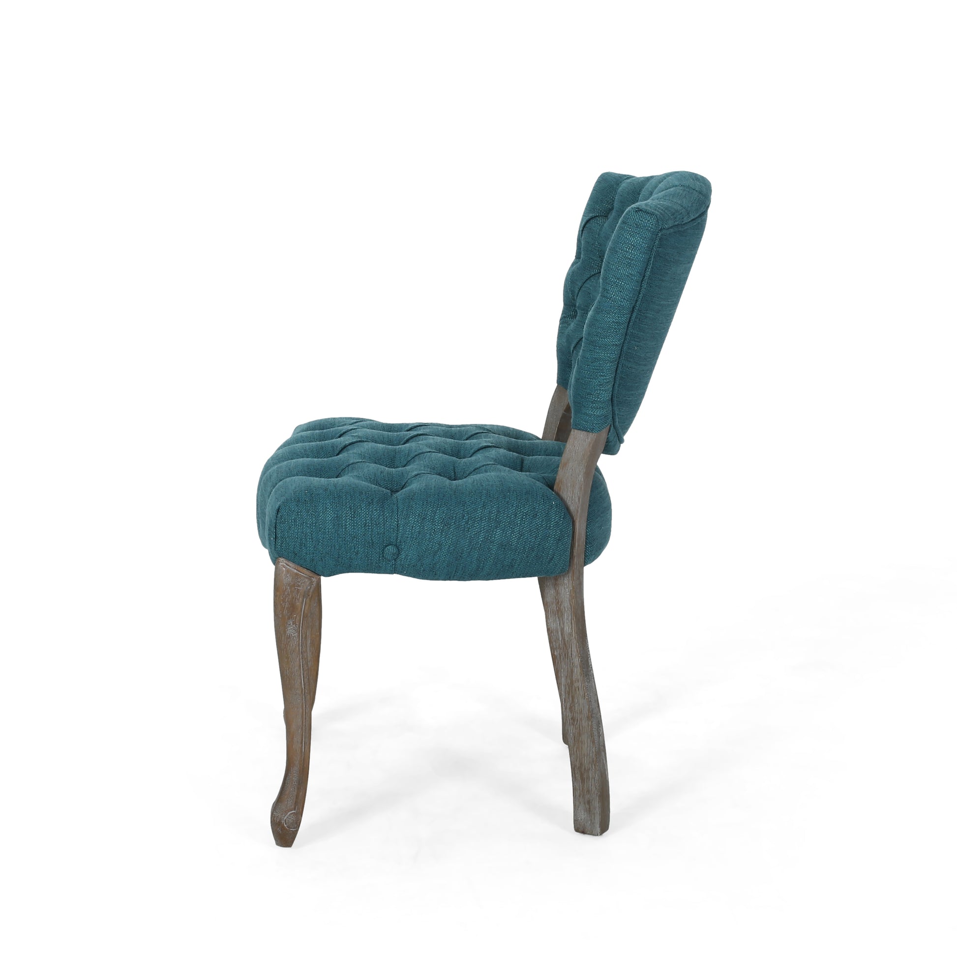 Kd Tufted Chair Wthr Set Of 2 Teal Fabric