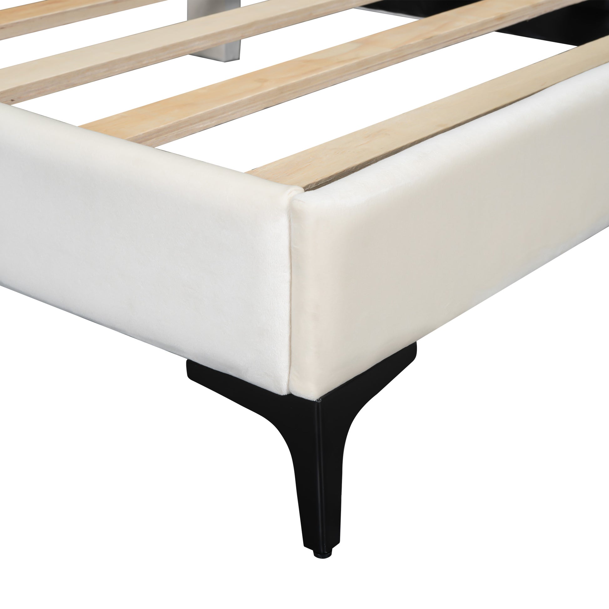 Twin Size Upholstered Platform Bed With Cloud Shaped Headboard, Beige Box Spring Not Required Twin Beige Bedroom Polyester Upholstered