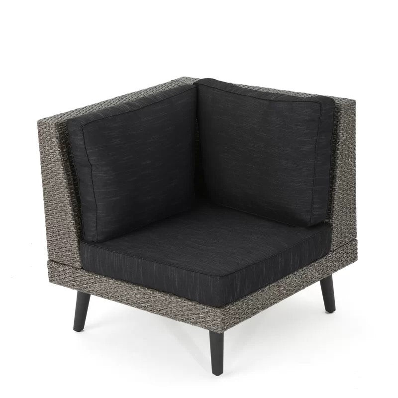 Tahiti Sofa Set Black Pe Rattan Iron Waterproof Fabric