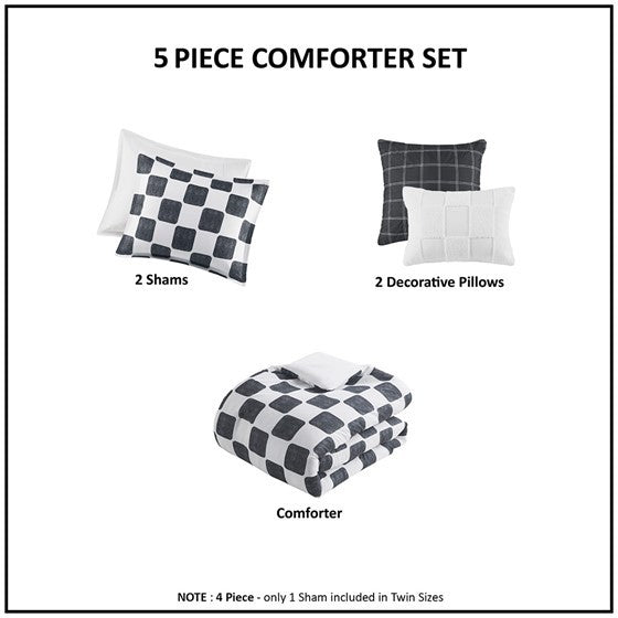 Checkered Comforter Set Full Queen Full Multicolor Polyester