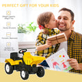 Aosom Ride On Excavator With Manual Control Bucket, No Power Ride On Tractor Pedal Car Pretend Play With Forward Backward, For Aged 3 6 Years Old, Yellow Yellow Iron Plastic