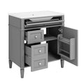 30'' Bathroom Vanity With Top Sink, Modern Bathroom Storage Cabinet With 2 Drawers And A Tip Out Drawer, Single Sink Bathroom Vanity Grey Modern Mdf Ceramic,Solid Wood Mdf