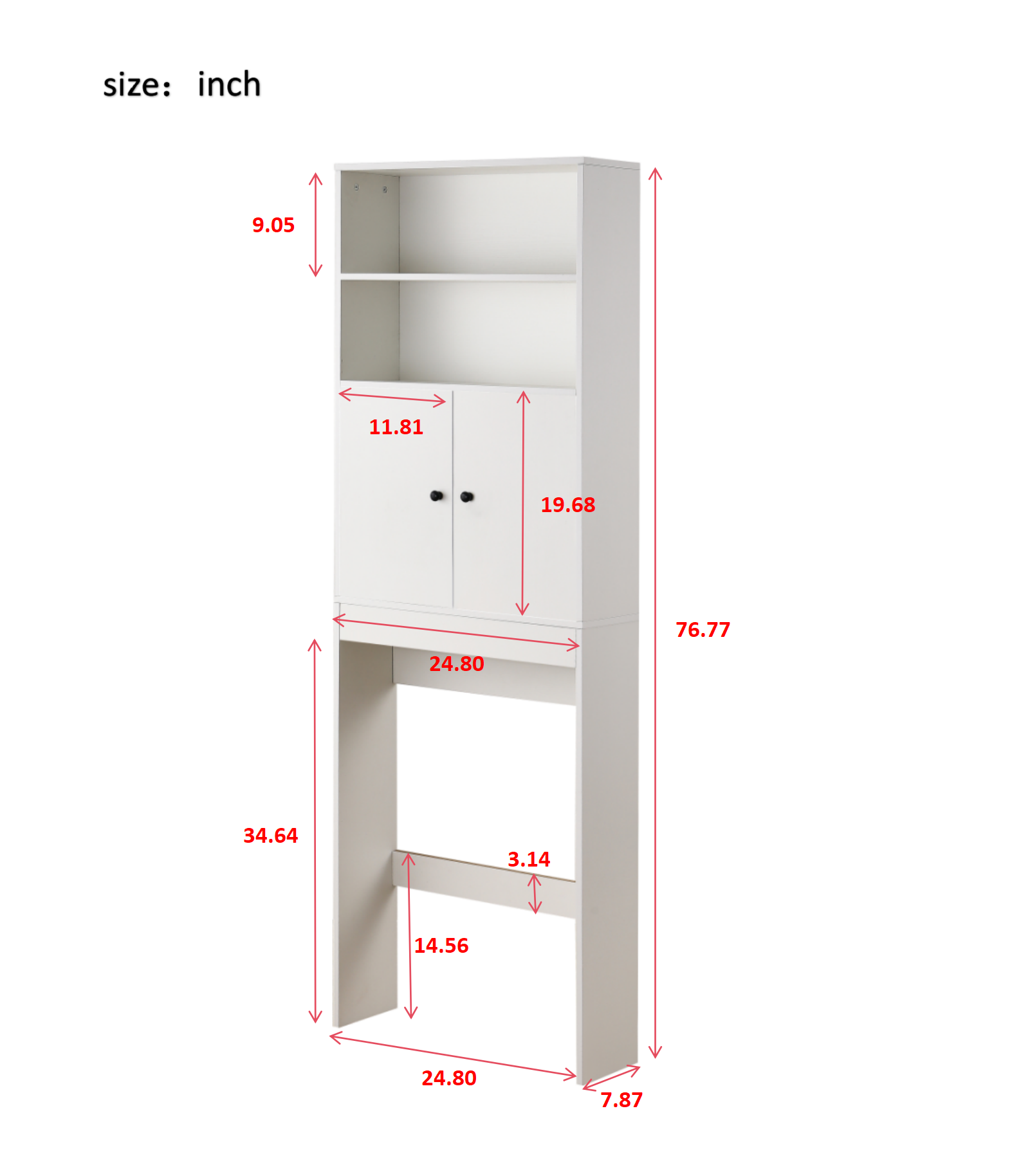 Over The Toilet Storage Cabinet, Farmhouse Storage Cabinet Over Toilet With 2 Barn Door & Toilet Paper Holder Stand,Home Space Saving Toilet Rack,For Bathroom,Restroom, Laundry White White Mdf