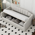 Upholstered Daybed With Underneath Storage,Twin Size, White Twin White Upholstered