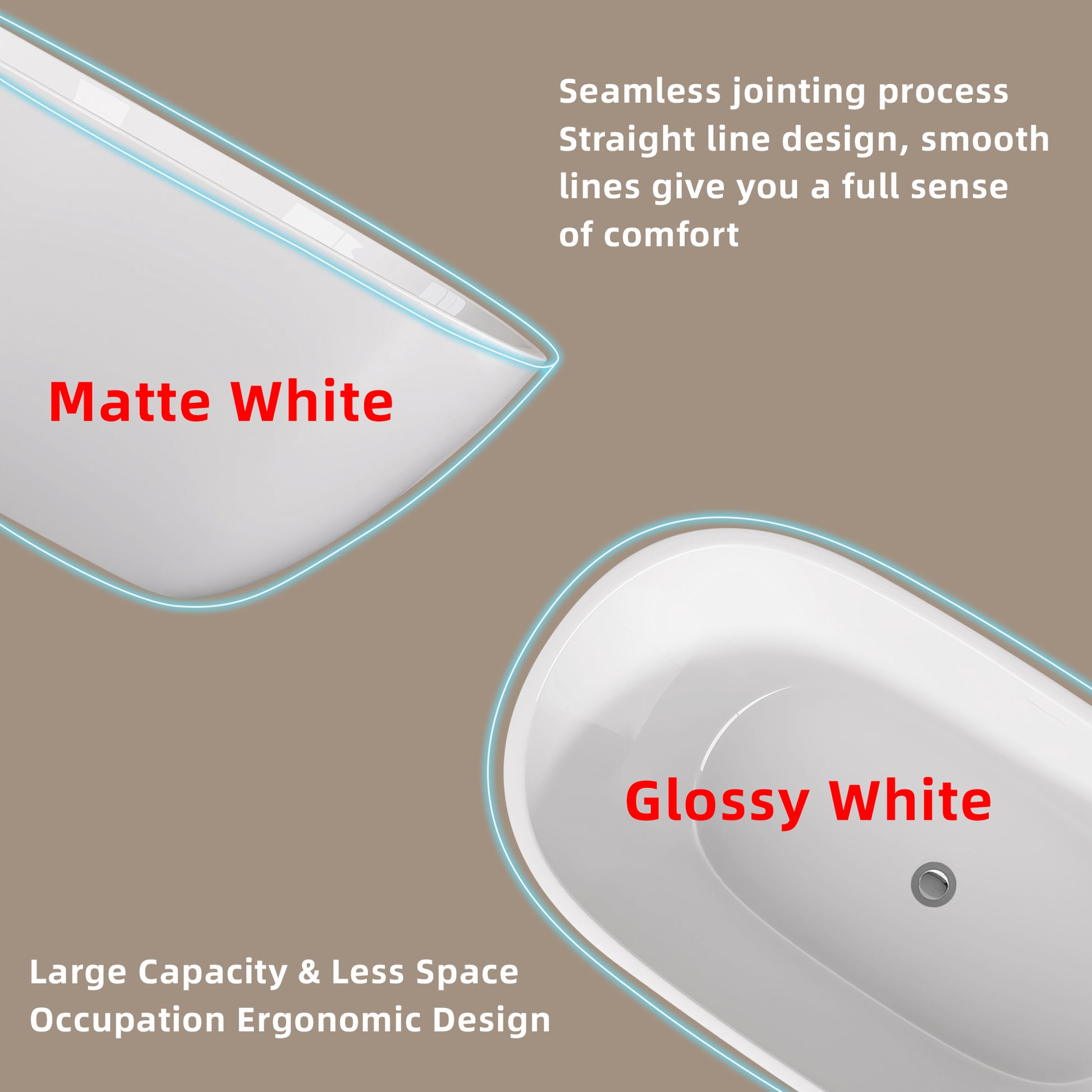 55 Inch Acrylic Freestanding Bathtub Contemporary Soaking White Tub With Overflow And Pop Up Drain Matte White Matte White Oval Bathroom Freestanding Tubs Matte Less Than 59 In Contemporary,Modern Soaking Center Fiberglass Acrylic