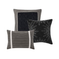 7 Pc Pieced Faux Suede Comforter Set Black Cal King California King Black Polyester