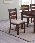 Contemporary Antique Cherry 6Pc Dining Set Table And 4X Side Chairs 1X Bench Melamine Table Top Fabric Cushion Seats Chairs Solid Wood Dining Room Furniture Dining Room Solid Wood Rubberwood Rectangular Dining Table With Chair And Bench Upholstered Chair