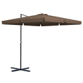 Outsunny 10' Cantilever Patio Umbrella, Square Offset Umbrella With Tilt, Crank, Cross Base, Aluminum Pole And Air Vent, Hanging Umbrella For Garden, Pool, Backyard, Tan Brown Aluminum