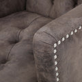 Harrison Tufted Club Chair Grey Brown Microfiber 1 Seat