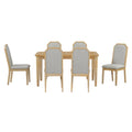 7 Piece Farmhouse Dining Set Classic Rustic Table And 6 High Back Design Chairs For Dining Room, Kitchen Natural Wood Wash Natural Wood Wash Solid Wood Mdf