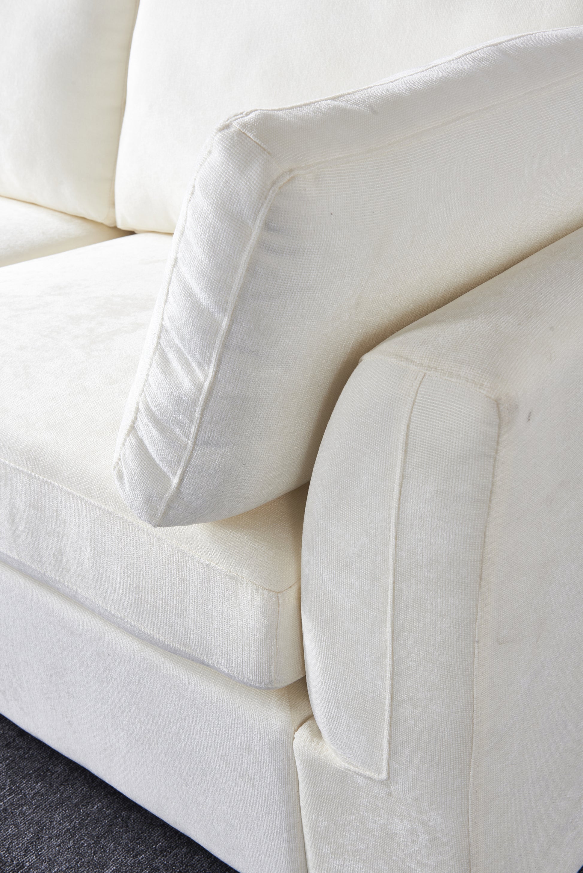 Modular Sofa Whitechenille Fabric, Simple And Grand, The Seat And Back Is Very Soft. This Is Also A Knock Down Sofa Creamy White White Chenille Wood Primary Living Space Medium Firm Light Duty Victorian Rectangle Acacia Rolled Arms Chenille 4 Seat