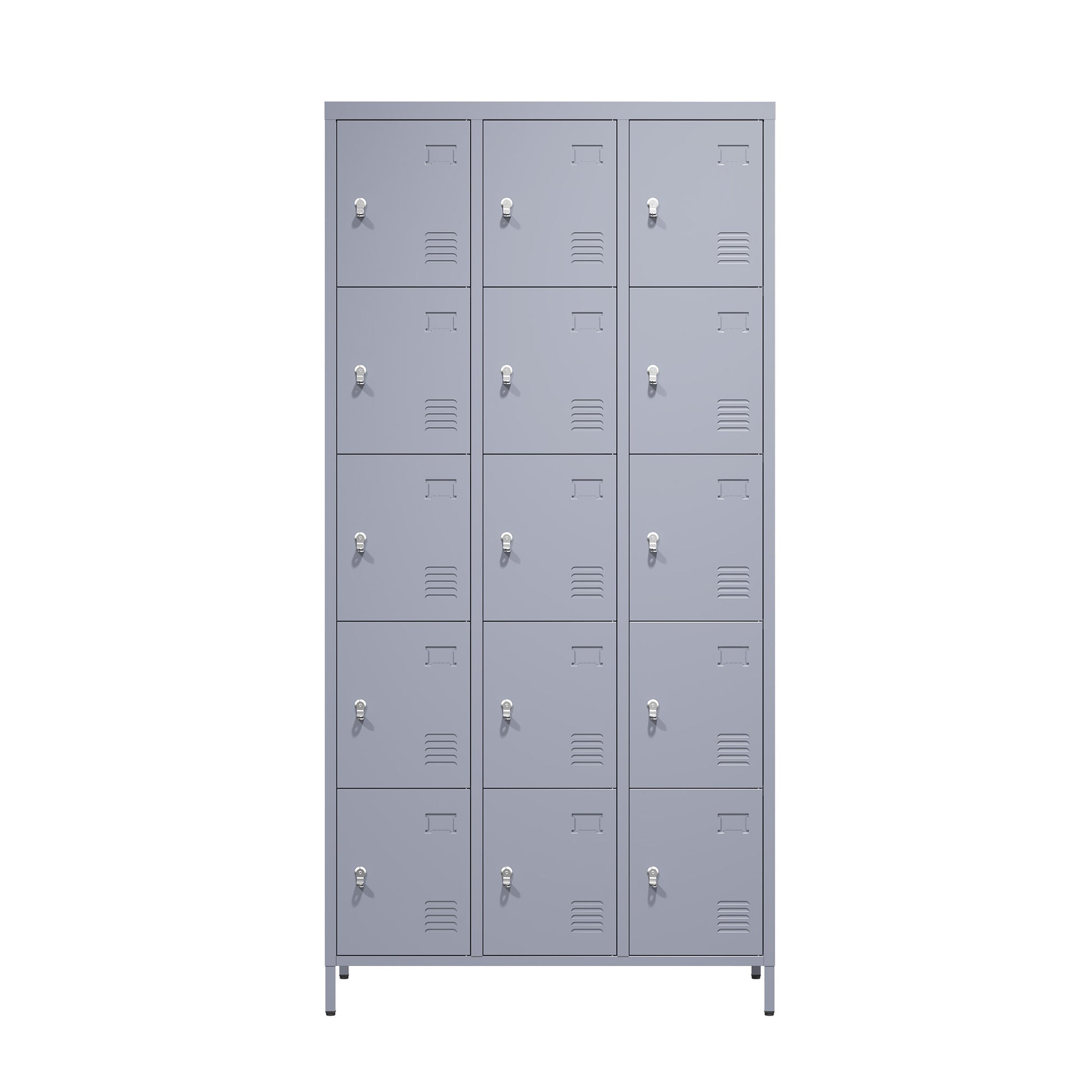 15 Door 72"H Metal Lockers With Lock For Employees,Storage Locker Cabinet For Home Gym Office School Garage,Easy Assembly,Gray 5 Or More Spaces Gray Primary Living Space Door Locks Modern Metal