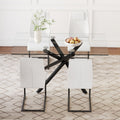Table And Chair Set.Modern Rectangular Glass Dining Table With 0.39