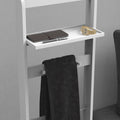 Accent Portable Garment Rack,Clothes Valet Stand With Storage Organizer,White Finish White Mdf