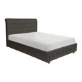 Dark Gray Fabric Upholstered Queen Bed Tufted Headboard Footboard Solid Wood Frame 1Pc Bedroom Furniture Box Spring Required Queen Dark Gray Wood Bedroom Solid Wood