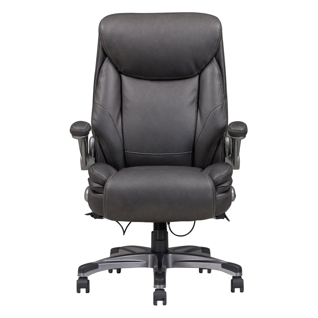 Classic Gray Bonded Leather Upholstered Office Chair With Adjustable Armrest, Height And 360 Degree Swivel, Office Room Furniture Caster Solid Gray Office Rectangular Contemporary Office Chairs Solid Back Bonded Leather Adjustable Height Plywood