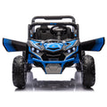 24V Two Seater Kids Ride On Utv W Parents Remote Control,Four Wheel Suspension,Slow Start,Large Wheel Design,Anti Collision Bar,Storage Space,Music,Usb,Bluetooth,Volume Control,Led Lights For Kids 3 . Blue 100 149 Lbs Polypropylene