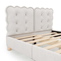 Queen Size Upholstered Platform Bed With Support Legs,Beige Beige Upholstered