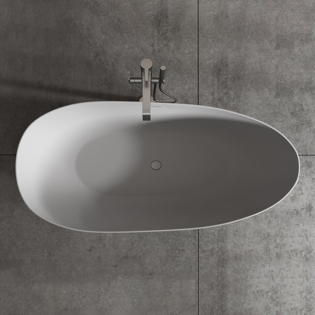 59" Solid Surface Soaking Bathtub Matte White Freestanding Tubs Matte 59 61 In Center Front Solid Surface