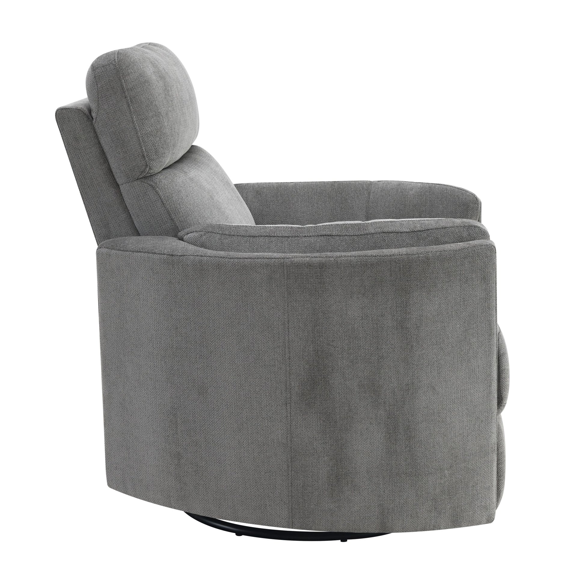 Sagen Glider Recliner W Swivel, Charcoal Chenille Lv01879 Charcoal Chenille