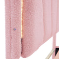 2 Pieces Bedroom Sets Full Size Flower Shaped Upholstered Led Platform Bed With Storage Ottoman Sherpa Fabric, Pink Full Pink 2 Piece Set Wood