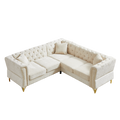 81.5 Inch Chenille Corner Sofal Shaped Sectional Couch, 5 Seater Corner Sofas With 3 Cushions For Living Room, Bedroom, Apartment, Office Beige Foam Chenille 5 Seat