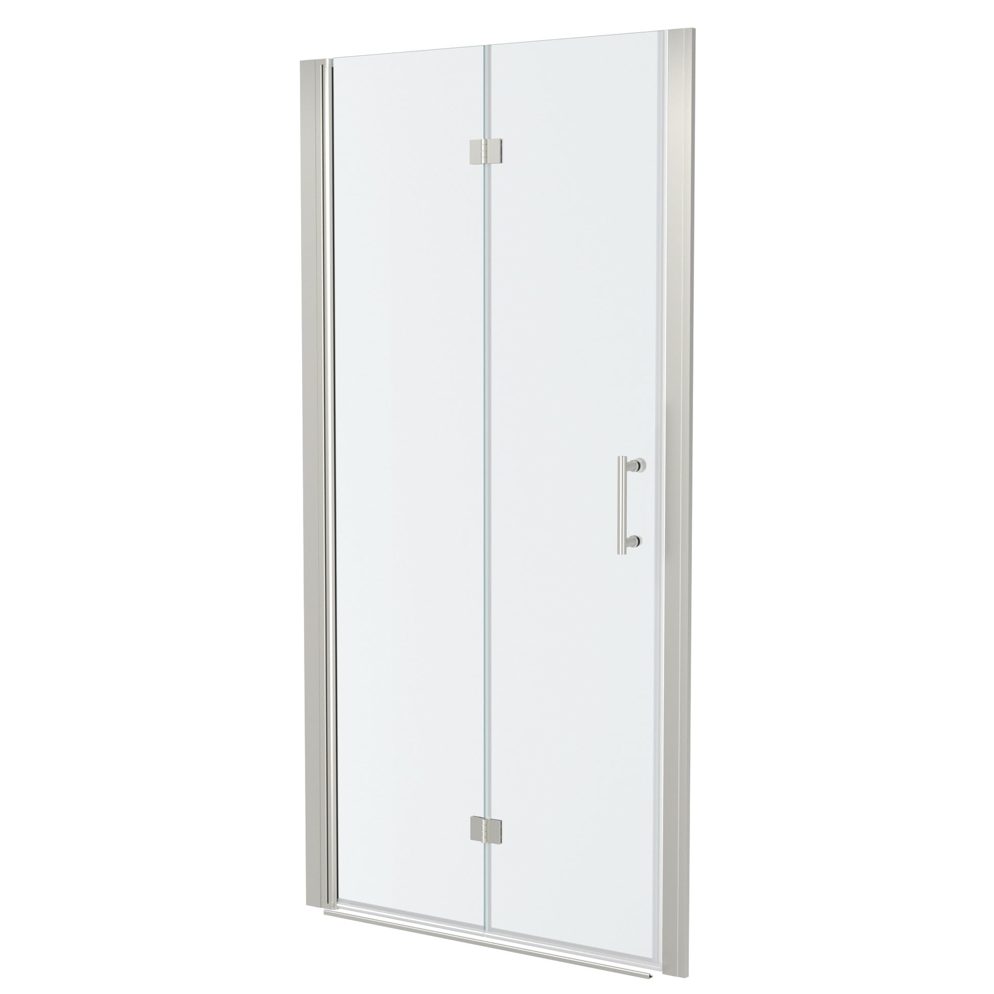 30"W X 72"H Fold Frameless Shower Door With Tempered Glass, Brushed Nickel Brushed Nickel Glass