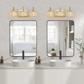 Modern Crystal Bathroom Vanity Light, 3 Light Golden Wall Sconce With Clear Glass Shade, Elegant Wall Mount Lighting For Bathroom, Powder Room, Or Vanity Mirror No Bulbs Golden Crystal Iron