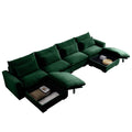 Big Deep Seat U Shaped Corduroy Sectional Couches For Living Room, 4 Seater Sofa Couch With 2 Storage Footstool And 4 Waist Pillows Corduroy, Green Green Corduroy 4 Seat