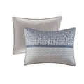 6 Piece Reversible Jacquard Quilt Set With Throw Pillows Navy King Cal King Navy Cotton