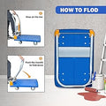 Platform Truck With 1320Lb Weight Capacity And 360 Degree Swivel Wheels, Foldable Push Hand Cart For Loading And Storage, Blue Blue Steel