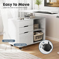 3 Drawer File Cabinet, Lateral Mobile Filing Cabinet Wood Storage Organizer With Wheels, Printer Stand & Open Shelves For Home Office Under Desk Organization White White Wood