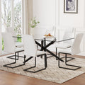Table And Chair Set.Modern Rectangular Glass Dining Table With 0.39