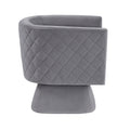 1Pc Swivel Chair Gray Velvet Fabric Upholstery Solid Wood Diamond Pattern Stitched Back Comfort Chair Living Room Furniture Gray Primary Living Space Contemporary Plywood,Solid Wood