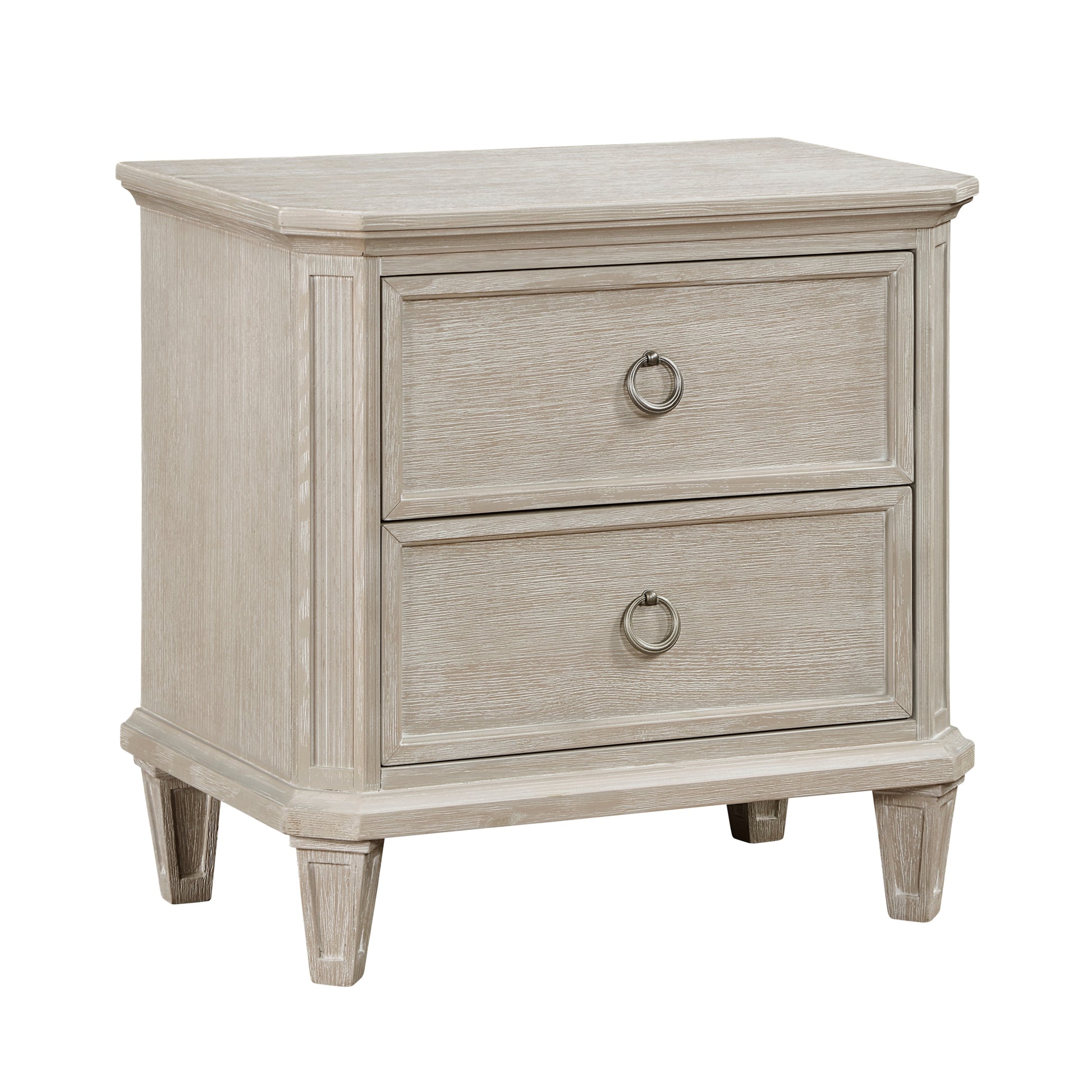 Light Brown Finish Two Drawers Nightstand Traditional Design Bedroom Furniture 1Pc Bedside Cabinet Clipped Corners Light Brown 2 Drawers Bedside Cabinet Bedroom Wood