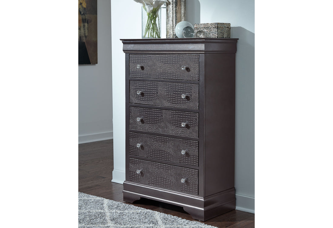 Shaker Crocodile Metallic Grey Chest Metallic Grey Solid Wood Mdf