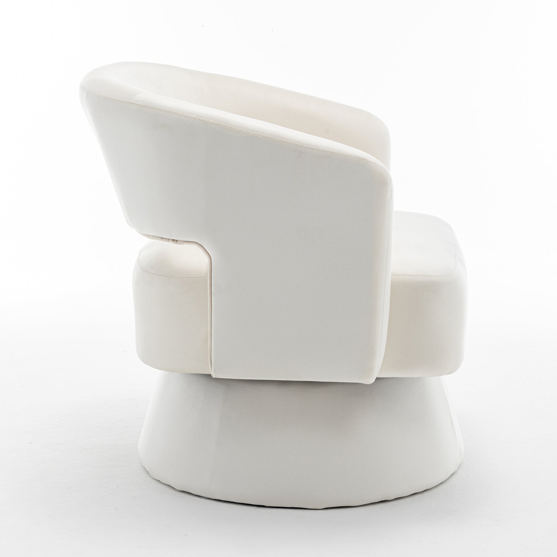Swivel Barrel Chair, Velvet Accent Armchair 360 Degree Swivel Club Chair For Living Room Bedroom Reception Room White Foam Velvet