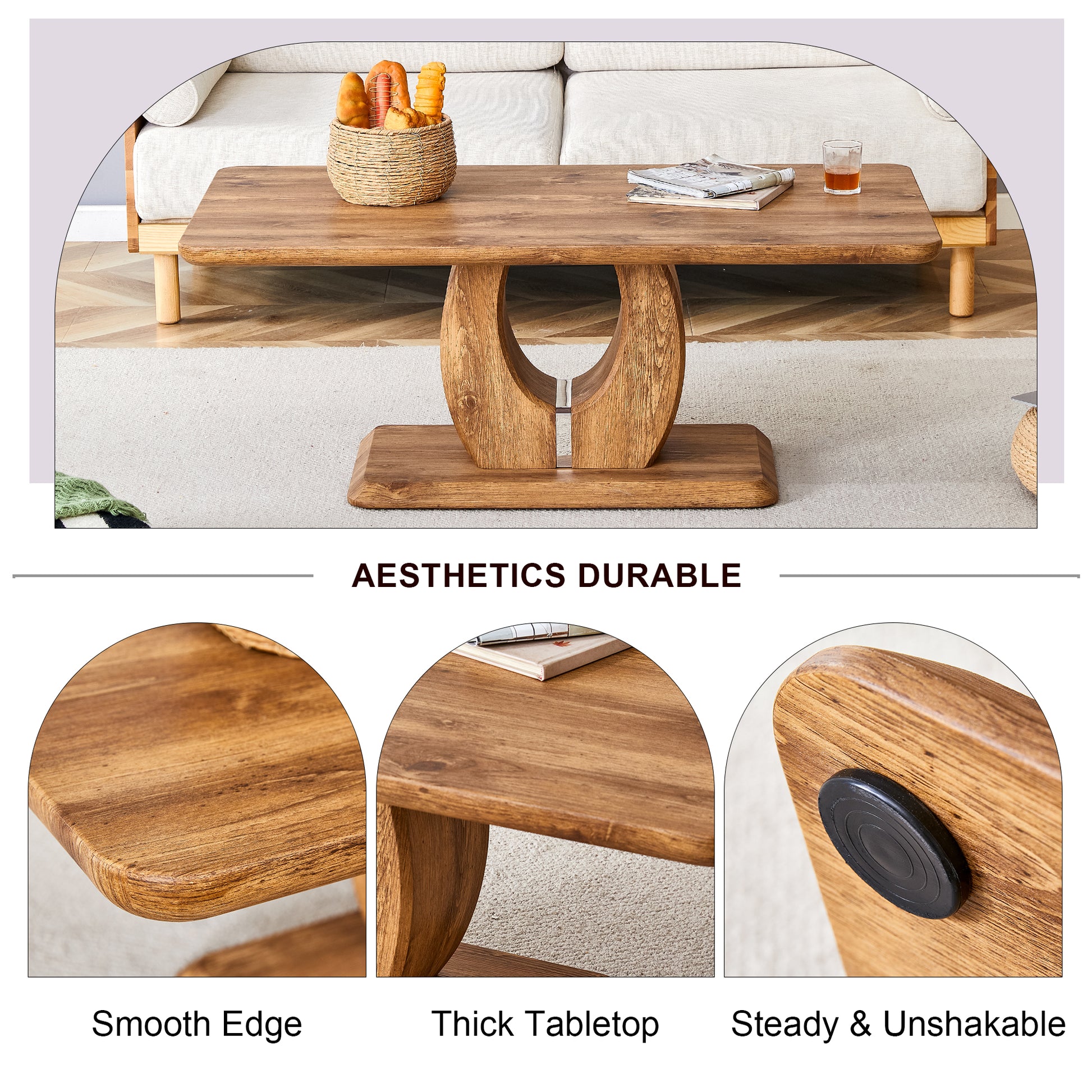 Modern Minimalist Wood Tone Mdf Coffee Table Set Square Rectangular Wood Color,Mdf Coffee Table,Wood Colored Textured Decal,Side Table. Wood Mdf