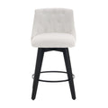 007 Swivel Counter Chairs, Modern Linen Fabric With Button Tufted Backrest, Stylish Bar Stools, Set Of 2 For Bar, Kitchen Island, Dining Room, White White Foam Modern Bar Stools Set Of 2 Foam Linen