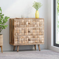 Mid Century Modern Mango Wood 3 Drawer Chest Natural Wood