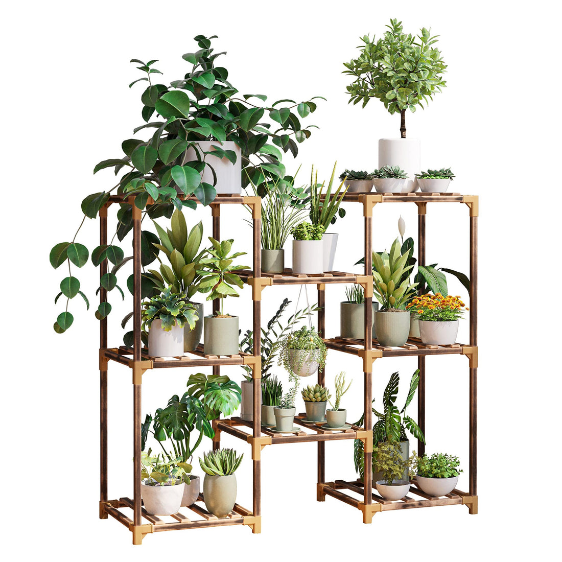 Plant Stand Indoor, Outdoor Wood Plant Stands For Multiple Plants, Plant Shelf Ladder Table Plant Pot Stand For Living Room, Patio, Balcony, Plant Gardening Gift Natural Wood