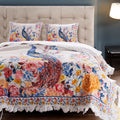 Tess Microfiber 2 Piece Twin Quilt Set, Peacock, Floral Print, Multicolor Twin Multicolor Fabric