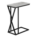 Accent Table, C Shaped, End, Side, Snack, Living Room, Bedroom, Grey Laminate, Black Metal, Contemporary, Modern Grey Mdf