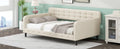 Twin Size Upholstered Tufted Daybed With 4 Support Legs, Beige Box Spring Not Required Twin Beige Wood Bedroom Daybeds Linen Upholstered