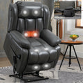 Dual Motor Infinite Position Up To 350 Lbs Electric Medium Size Grey Power Lift Recliner Chair With 8 Point Vibration Massage And Lumbar Heating White Metal Primary Living Space Heavy Duty Pine Antique Gray Faux Leather Power Remote Medium Firm Pillow