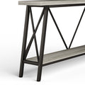 70.9 Inch Extra Long Sofa Table, Console Behind Sofa, Entryway Table With 2 Tier Storage Shelves For Hallways, Living Rooms,Foyers,Entryways,Banquet Rooms,Rustic Gray And Black, 70.9 L X 11.8