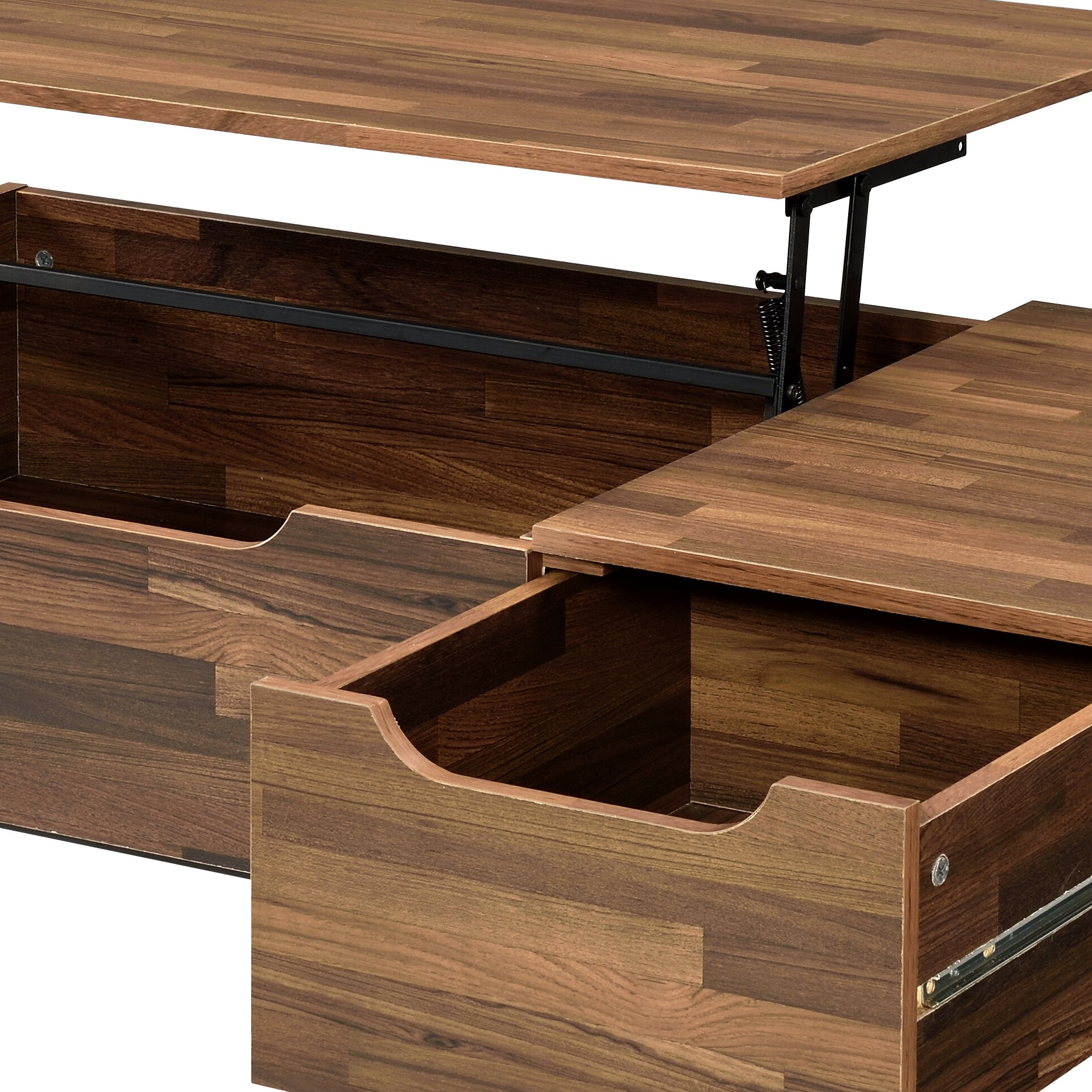 Walnut 1 Drawer Coffee Table With Lift Top Walnut Primary Living Space Drawers Rectangular Paper Composite