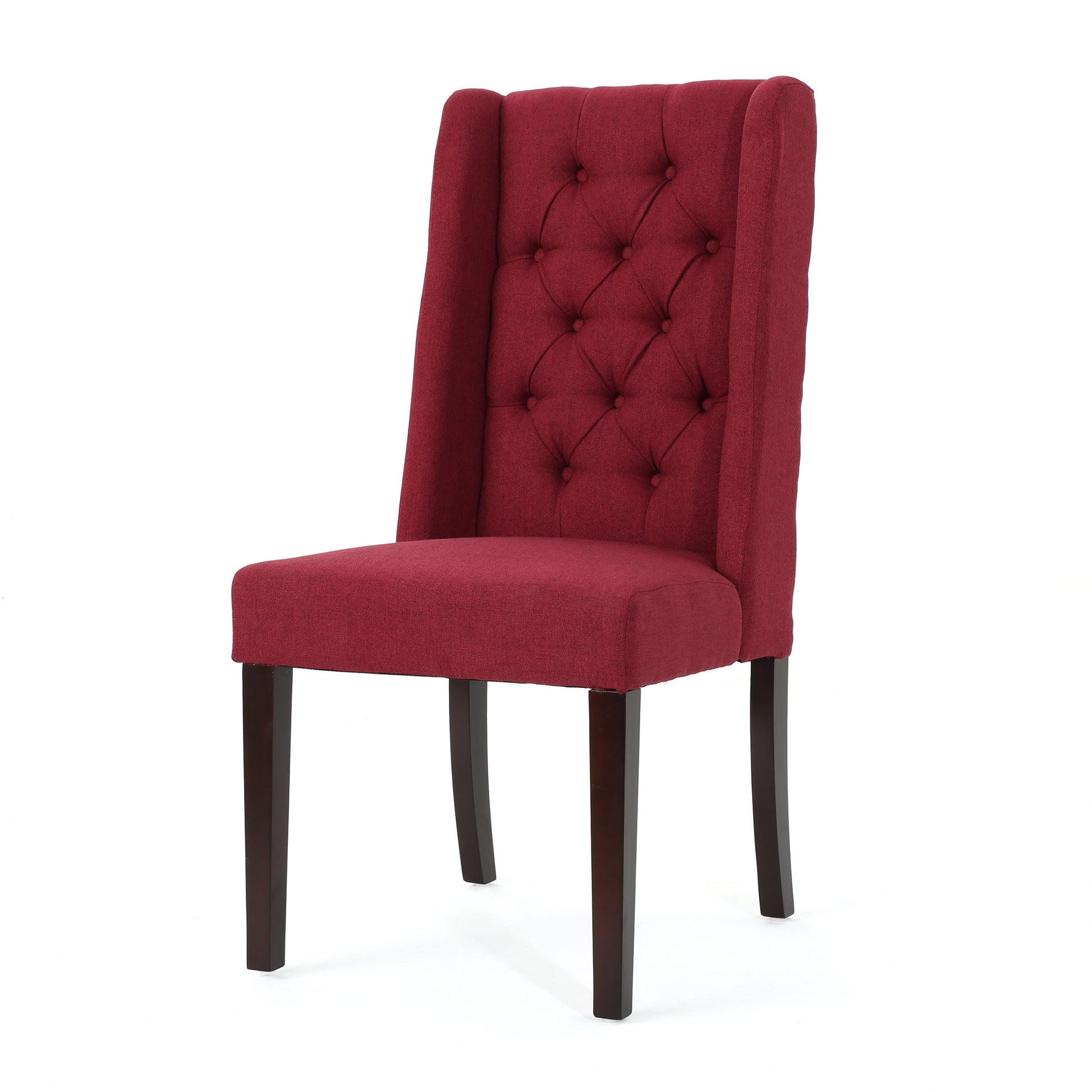 Dining Chair Red Wood Fabric